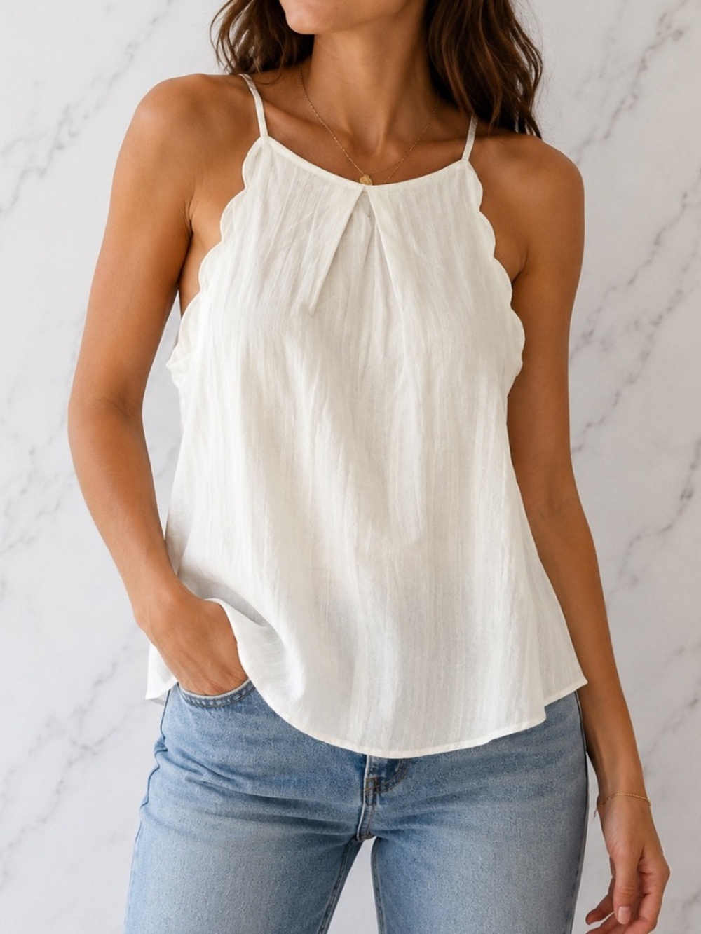 NEW W/Tag Scalloped Sleeveless Top size XL